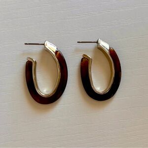 Oval Gold and Tortoise shell pierced Earrings